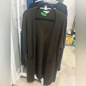 Grade & Gather Cozy Brown Open Front Cardigan (as is)